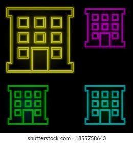 icono de conjunto de colores de neón de bloque. Línea delgada simple, contorno vector de construcción de iconos de monumentos para ui y ux, sitio web o aplicación móvil