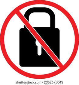 Block, No Padlock Icon Sign