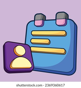Block Note with Contact Sign Flat Design Vector Illustration