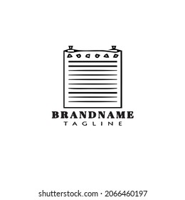 logotipo de nota de bloque diseño de icono de caricatura ilustración de vector aislado negro