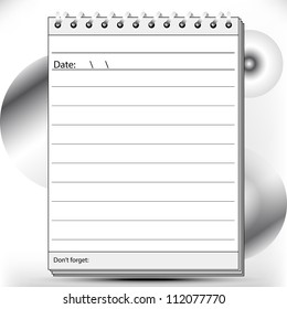 Block notes page lined in black and white shades