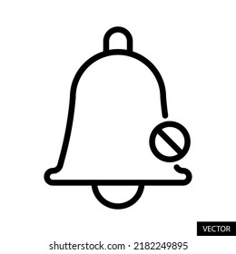 Block notification, Turn off notifications bell vector icon in line style design for website design, app, UI, isolated on white background. Editable stroke. EPS 10 vector illustration.