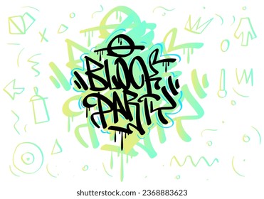 Block Party Graffiti Tag Street Vector Design On a White Background Eps 10 
