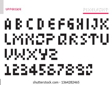 Block Pixel Retro Game QR Code Alphabet Letter Set Simple Font Vector Design Template For Identity Streamer And Application