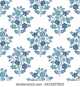 block print jacobean floral flower repeat pattern vector file