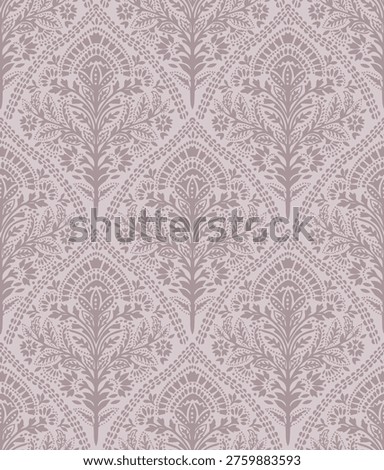 Block print scallop ,Seamless ogee damask medallion block floral flower repeat vector pattern , Boho floral Print