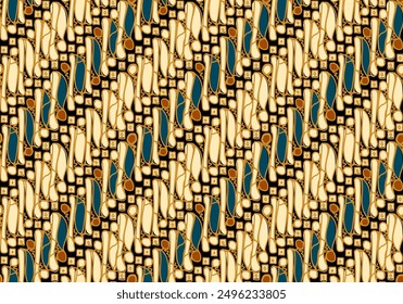 Block print seamless Indonesian batik with parang pattern motif. Hand drawing style.
