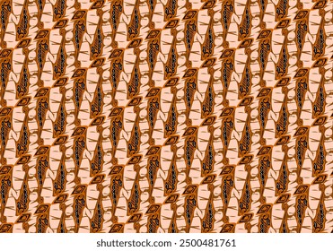 Block print seamless Indonesian batik with modern parang pattern motif. Hand drawing style.