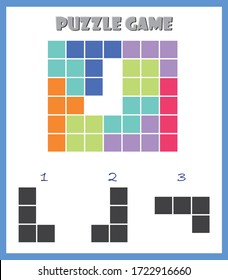 block puzzle game for kids, fun activity pages for preschool and kindergarten