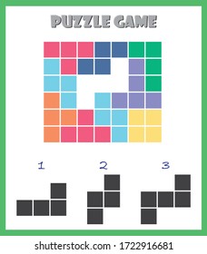 block puzzle game for kids, fun activity pages for preschool and kindergarten