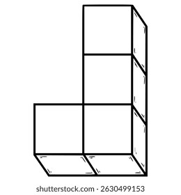 block puzzle illustration hand drawn outline vector