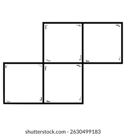 Vector de contorno dibujado a mano de la ilustración del rompecabezas del bloque