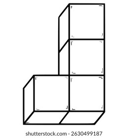 vetor de contorno desenhado à mão de ilustração de quebra- cabeça de bloco