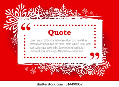 Block quote and snowflakes. Quoting text template. Vector illustration.
