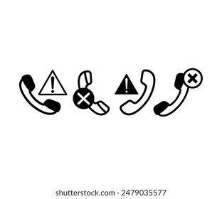 block reject call telephone icons symbol vector design black white color simple illustration set isolated