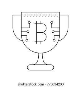 Block reward , bitcoin trophy outline icon