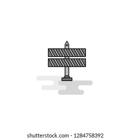 Block road sign  Web Icon. Flat Line Filled Gray Icon Vector