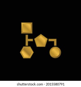 Block Scheme Of Black Geometrical Shapes gold plated metalic icon or logo vector