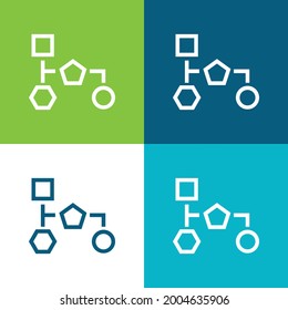Blockschemata für geometrische Formen - Rahmenbilder mit vier minimalen Symbolen in Farbe