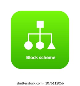 Block scheme icon green vector isolated on white background