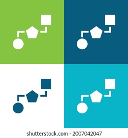Esquema de bloques de tres formas geométricas Plano de cuatro colores conjunto de iconos mínimo