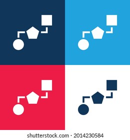Block Scheme Of Three Geometrical Shapes blue and red four color minimal icon set