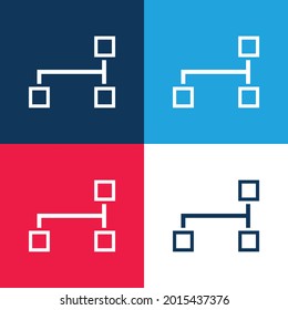 Combinaciones de bloques azul y rojo cuatro colores conjunto de iconos mínimo
