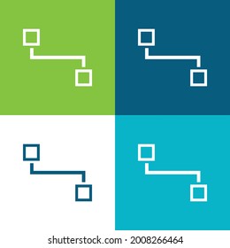 Block Schemes Of Two Squares Outlines Flat four color minimal icon set