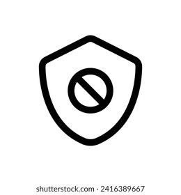 Block Shield icon in trendy outline style isolated on white background. Block Shield silhouette symbol for your website design, logo, app, UI. Vector illustration, EPS10.