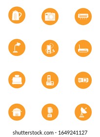 Block style icon set design, Technology appliance house home electronic equipment tool apartment interior and household theme Vector illustration