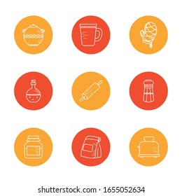 diseño de conjunto de iconos estilo bloque, cocina Cook Comer restaurante hogar menú cena comida comida comida comida comida y comida tema Vector ilustración