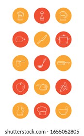 block style icon set design, Cook kitchen Eat food restaurant home menu dinner lunch cooking and meal theme Vector illustration