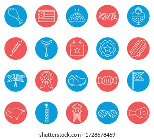 block style icon set design, Independence day united states and national theme Vector illustration
