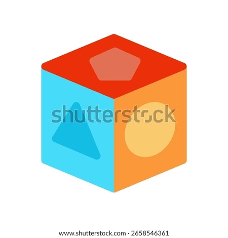 block toys kids simple flat icon illustration