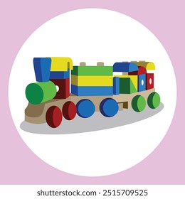 Bloque de tren de juguete de ladrillo para niños y niños pequeños Vector colorido