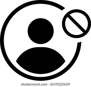 Icono de usuario de bloque. Cuenta deshabilitada. indicando un perfil o Cuenta deshabilitada. Los usuarios desconectan iconos. Símbolo de red simple
