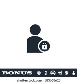 Block user icon flat. Black pictogram on white background. Vector illustration symbol and bonus button