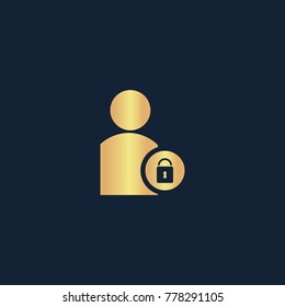 Block user icon flat. Simple gold pictogram on dark background. Vector illustration symbol