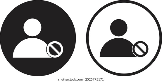 Block user icon set in two styles . Block profile icon . Banned user icon vector