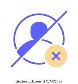 Icono de línea de usuario de bloque, símbolo de esquema para protección de privacidad, prevención de spam, prohibición de Cuenta, denegación de acceso y guardia de seguridad. Icono de signo de Vector.