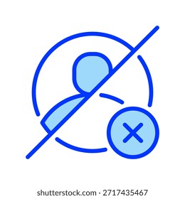 Icono de línea de usuario de bloque, símbolo de esquema para protección de privacidad, prevención de spam, prohibición de Cuenta, denegación de acceso y guardia de seguridad. Icono de signo de Vector.