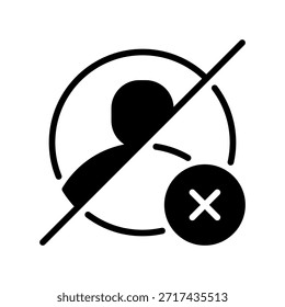 Icono de línea de usuario de bloque, símbolo de esquema para protección de privacidad, prevención de spam, prohibición de Cuenta, denegación de acceso y guardia de seguridad. Icono de signo de Vector.