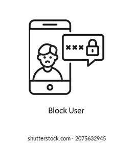 Block User vector Outline Icon Design illustration. Social Media Symbol on White background EPS 10 File