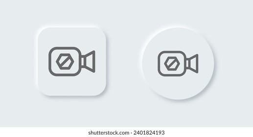 Block video line icon in neomorphic design style. Protection signs vector illustration.