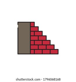 Blockwall-Vektorsymbol einzeln auf weißem Hintergrund