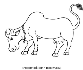 Block and White realistic Cow vector clipart 1