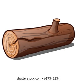 Block of wood with the cut twig isolated on white background. Vector cartoon close-up illustration.