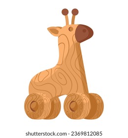 block wooden toy giraffe illustration isolated