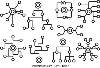 Block workflow or algorithm structure diagram vector design elements. Project roadmap, planning and organizing development process icon set