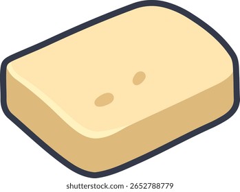 Block of yellow cheese. Dairy product illustration in cartoon style.